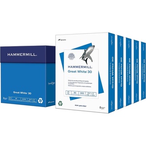 image:imageHammermill Printer Paper Great White 30 Recycled Paper 85 x 1192 Bright Made in the USA  1 Pallet 40 Cases 200000 Sheets5 Ream  2500 Sheets