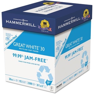 image:imageHammermill Printer Paper Great White 30 Recycled Paper 85 x 1192 Bright Made in the USA  1 Pallet 40 Cases 200000 SheetsExpress Pack